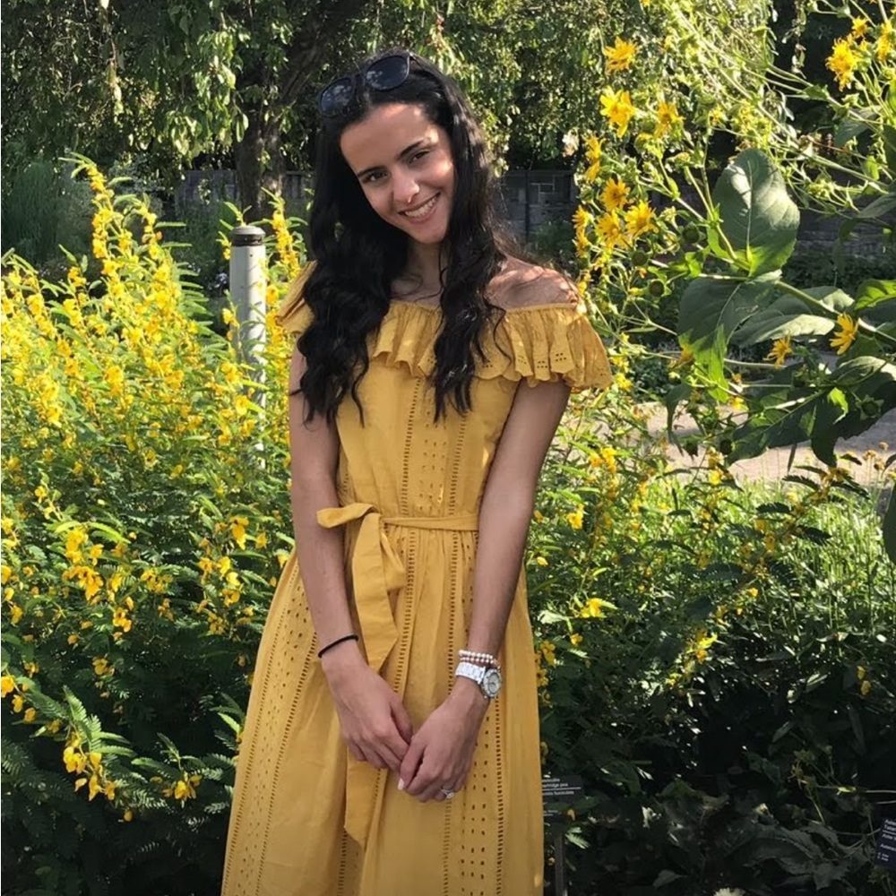 Zara Yellow Midi Dress Size XS